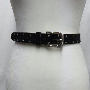 Women's Black Suede Belt with Silvertone Buckle, Size Small